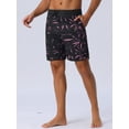 thumbnail image 2 of DARING DIVA Men's Elastic Waist Drawstring Hawaiian Print Athletic Swim Trunks 36 Black, 2 of 6