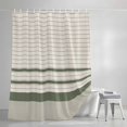 thumbnail image 3 of Sage Green Beige Striped Shower Curtains for Bathroom, Farmhouse Stripes Cottagecore Waterproof Fabric Shower Curtain, Decorative Bathroom Curtain for Bathtub, 72"x84", No Hooks Included, 3 of 9