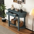 thumbnail image 4 of Harper & Bright Designs Vintage Narrow Console Table with Stroage , Wood Entryway Table with Open Shelf for Entryways , Living Rooms and hallways , Navy, 4 of 16