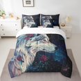 thumbnail image 2 of Wolf Bed in a Bag King Size Comforter Set 7 Pieces,Vintage Red Rose Bedding Sets Galaxy Stars Bed Set,Wild Woodland Animals Sheet Set with Comforter, 2 of 6
