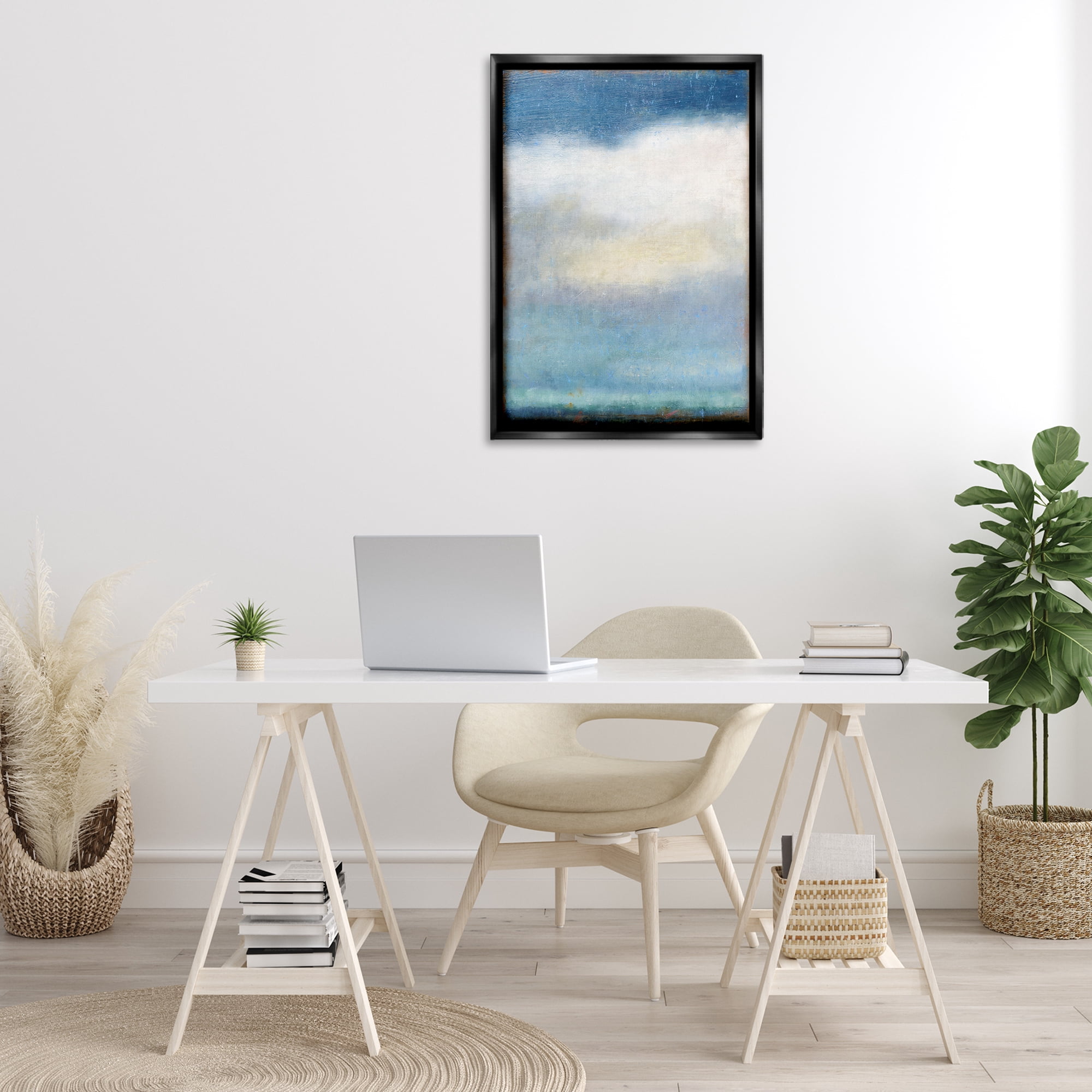 Stupell Industries Rustic Clouds Landscape Landscape Painting Black Floater Framed Art Print Wall Art, 21 x 31
