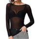thumbnail image 1 of Women See-through Long Sleeve Seamless Arm Shaper Top Mesh Shirt Blouse, 1 of 3