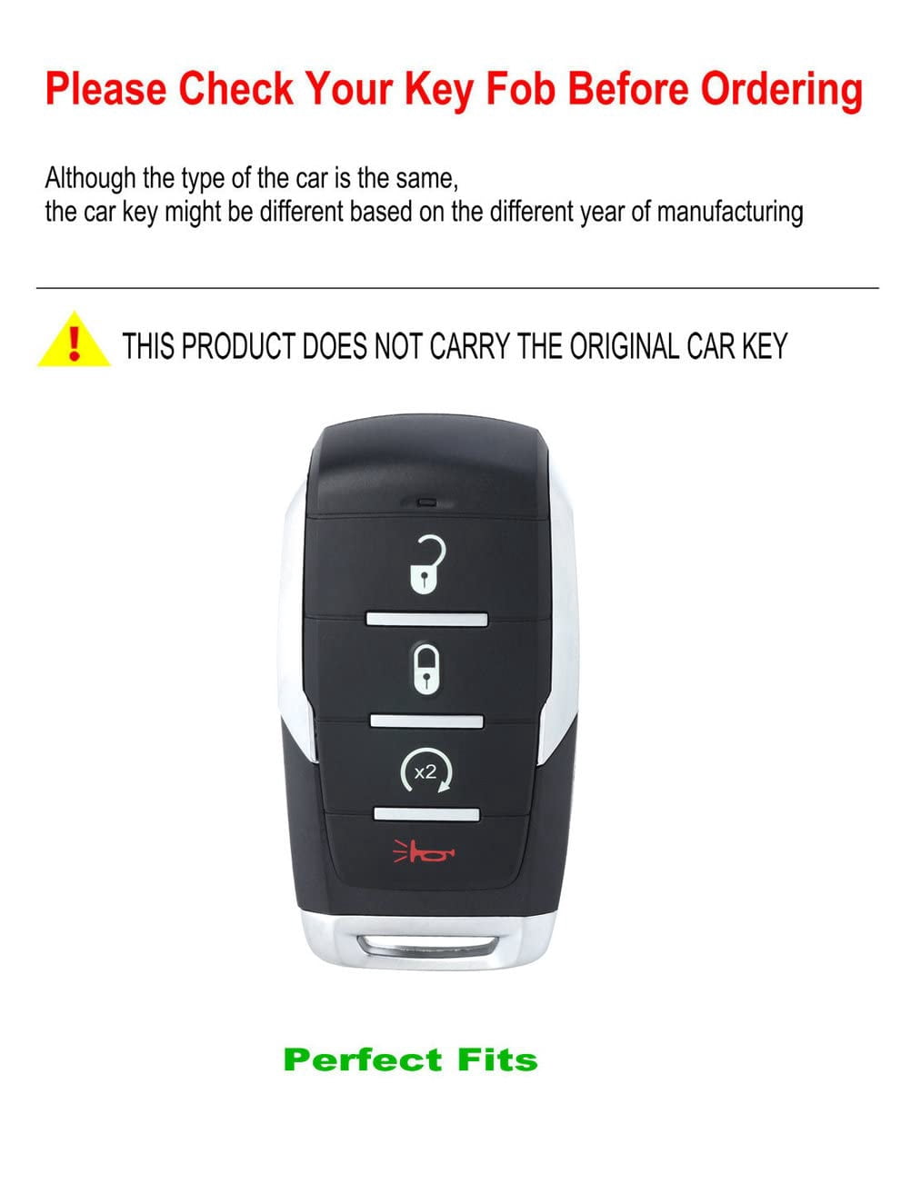 for Ram Key Fob Cover Case Metal Shell Smart Key Holder Protector Compatible for 2019-2024 Dodge Ram 1500 2500 3500 4 Button