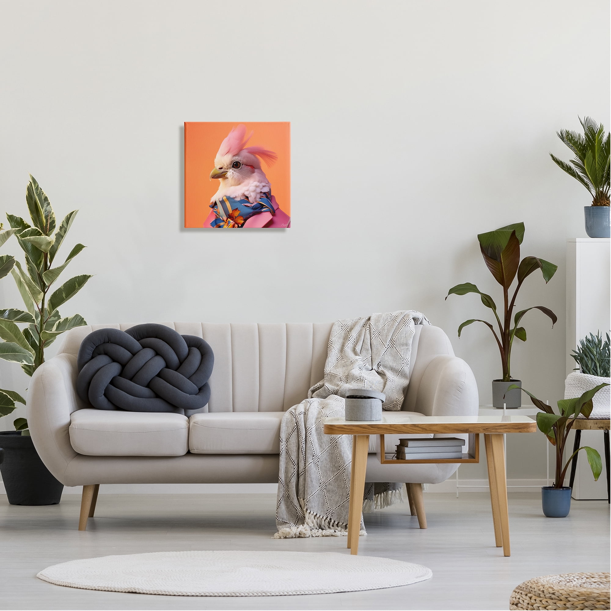 Stupell Industries Stylish Bird Portrait Animals & Insects Painting Gallery Wrapped Canvas Art Print Wall Art, 17 x 17