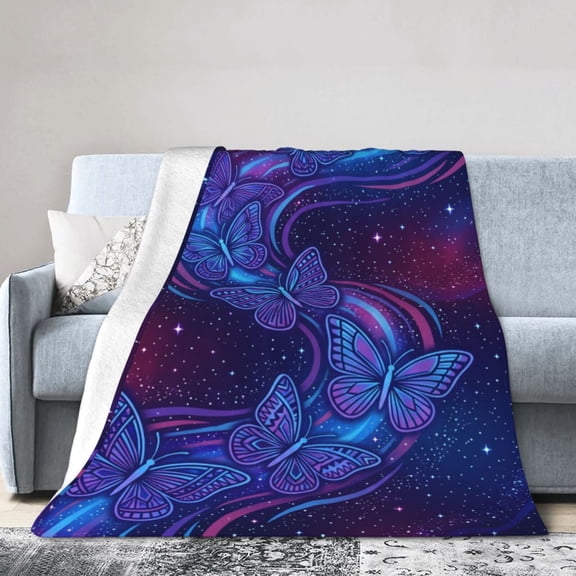 Butterfly Throw Blanket, Ultra Soft Flannel Blanket, Warm Cozy All Season Throw for Sofa, Couch, Chairs and Bed 50x40