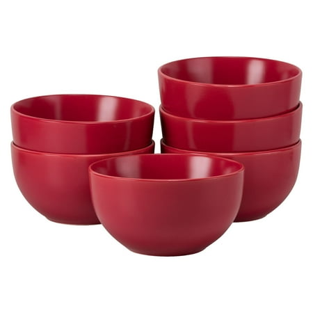 10 Strawberry Street Wazee Matte 5.5"/20oz Cereal Bowl, Set of 6, Red