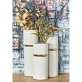 thumbnail image 2 of DecMode 12", 14", 16"H White Ceramic Vase with Gold Accents, Set of 3, 2 of 8
