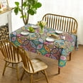thumbnail image 2 of Boho Bohemia Style Rectangular Tablecloth 60x84 Inch, Vintage Washable Seasonal Table Cover for Party Picnic Dinner Decor, 2 of 6