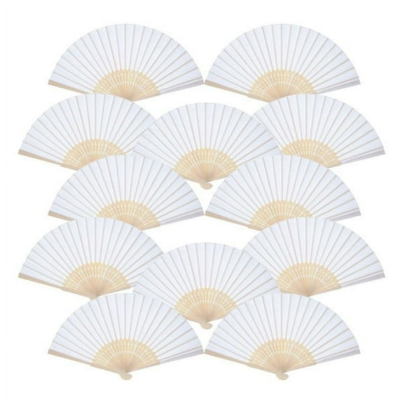 30/20/10 Pack Hand Held Fans White Paper fan Bamboo Folding Fans Handheld Folded Fan for Church Wedding Gift, Party Favors, DIY Decoration