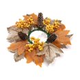 thumbnail image 2 of Bcylexb Fall Table Wreaths, 10.2" Artificial Maple Leaves Candle Ring Wreaths Halloween Thanksgiving Decorations for Table Centerpieces Party Kitchen, 2 of 6