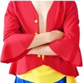 Bangyan Anime One Piece Monkey D Luffy Cosplay Costume Red Shirt Blue