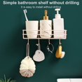 thumbnail image 2 of Bathroom Storage Rack Corner Organizer Toilet Kitchen Wall Hanging Iron Shelf without Drilling  Pink with Hooks, 2 of 8