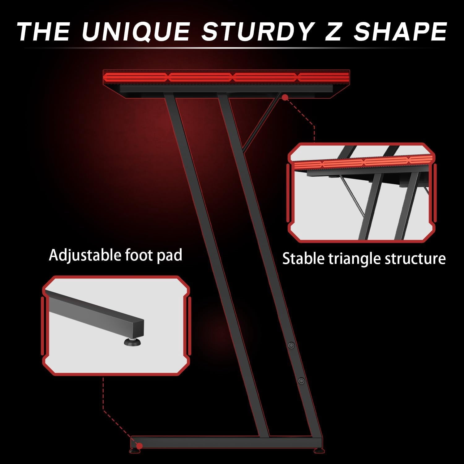 Miemie L Shaped Gaming Desk Computer Corner PC Desk Table with Large Monitor Riser Stand for Home Office Sturdy Writing Workstation (Black, 47 Inch)