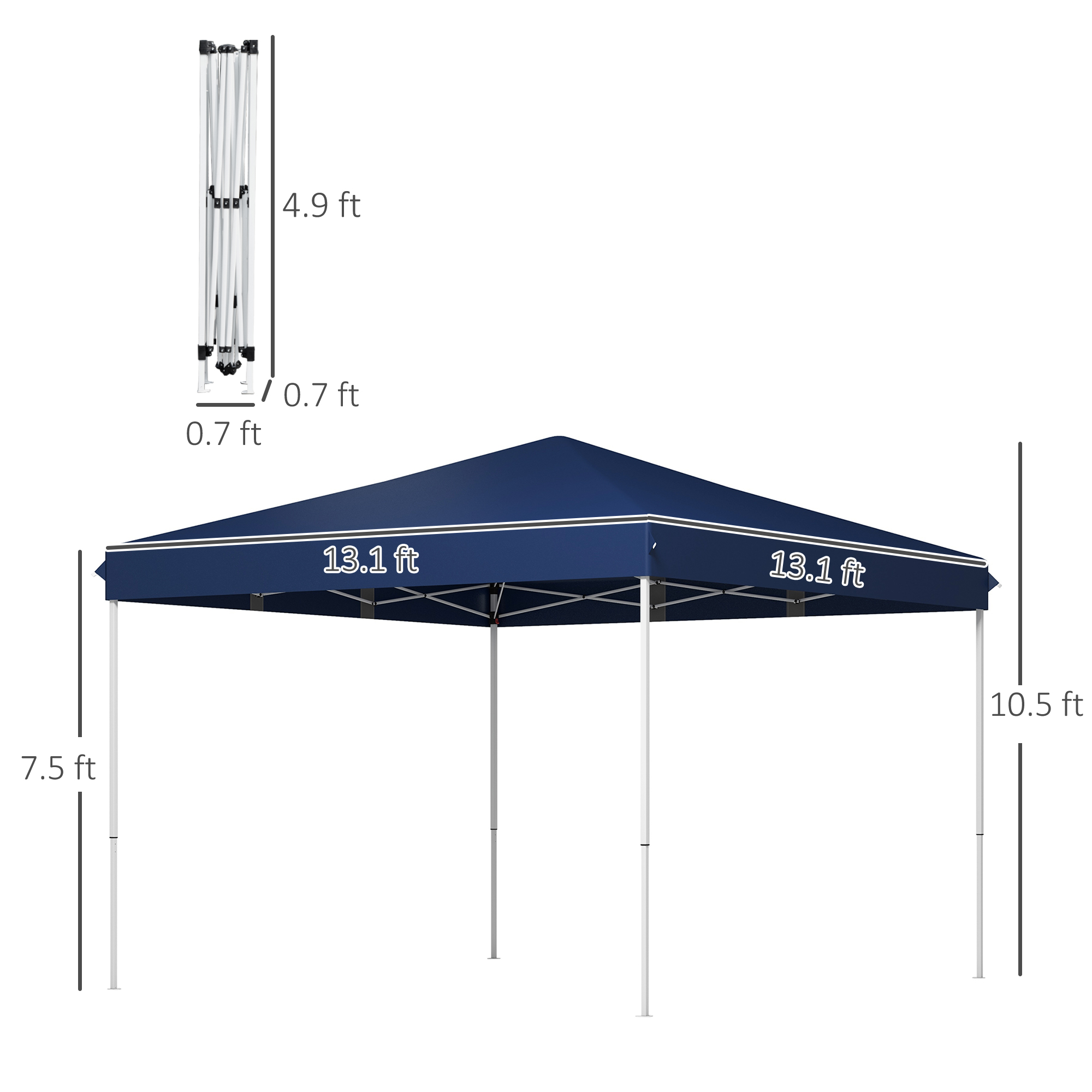 Outsunny 13" x 13" Dark Blue Pop Up Instant Outdoor Canopy, Height Adjustable