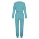thumbnail image 4 of Conjunto de manga larga para mujer: top con bloques de color y pantalones anchos. Mezcla de lino informal, cintura elástica, varias tallas., 4 of 5