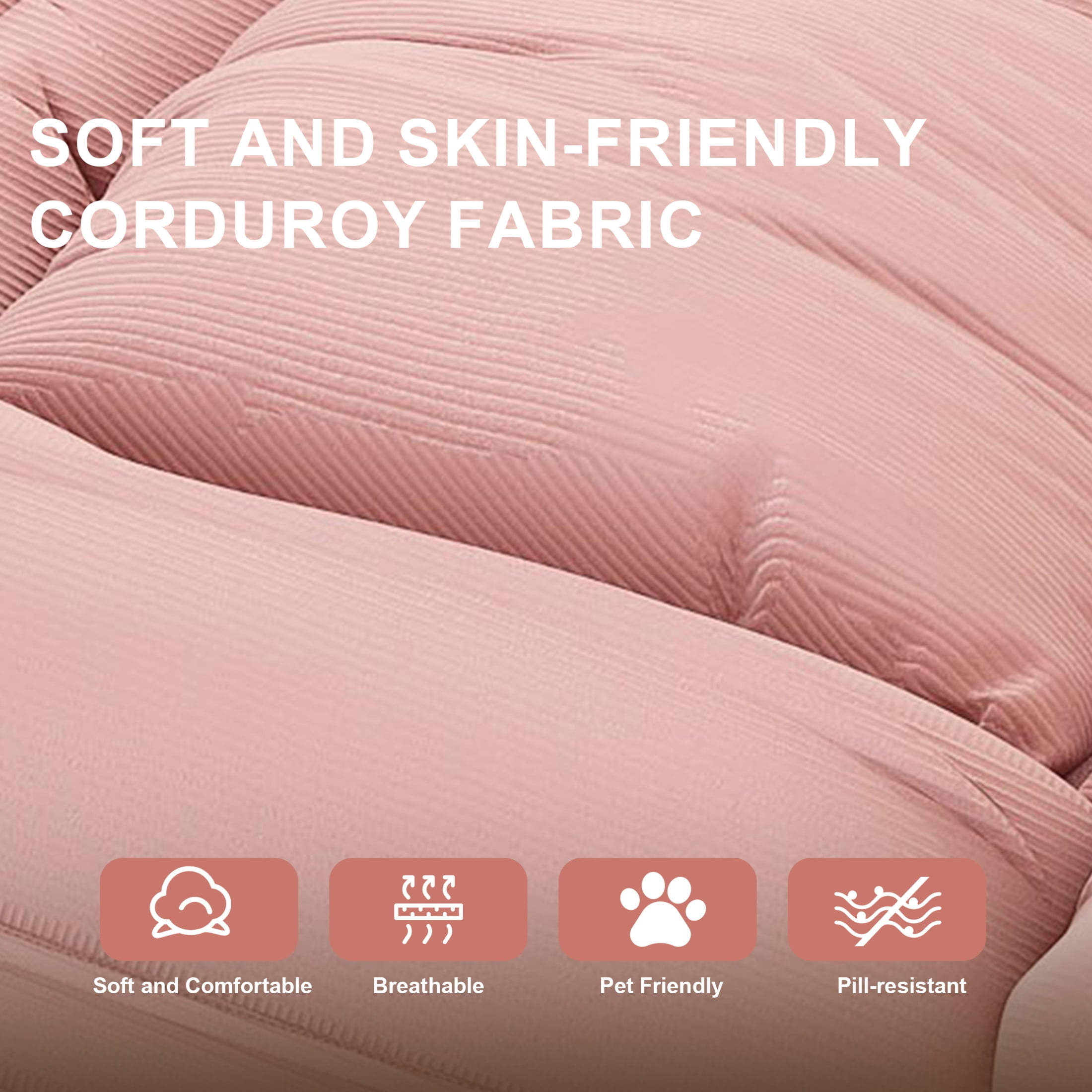 Noble House Adjustable Floor Sofa Bed with 5 Reclining Positions and 2 Pillows, Pink
