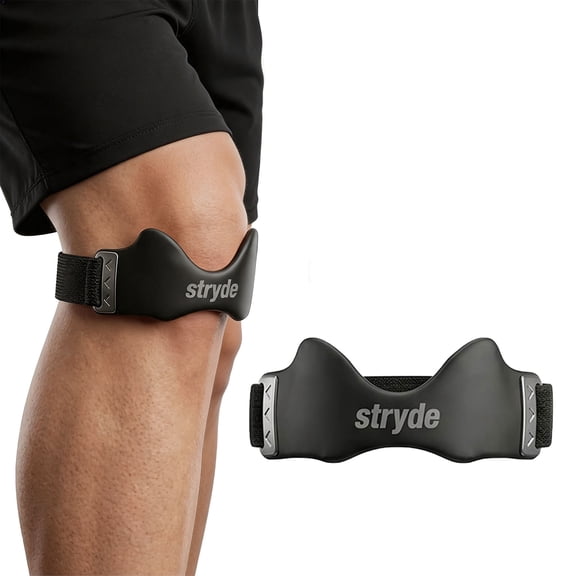 Stryde Precision Knee Strap – Adjustable Support for Running & Fitness, Breathable Silicone Lock-Point Pad, Non-Slip Sports Brace, One Size Fits Most (Black, 1PCS)