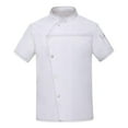 thumbnail image 2 of Men Women Chef Jacket Short Sleeve Top Cooker Comfortable Catering Shirt Uniform White 2XL, 2 of 8