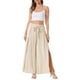 thumbnail image 2 of Pantalones Palazzo Largos de Pierna Ancha de Cintura Alta con Abertura Chic para Mujeres S Color Albaricoque, 2 of 6