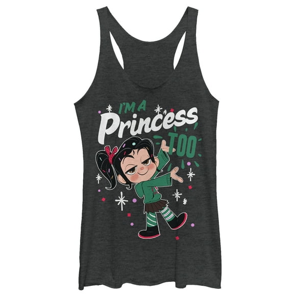 Women's Ralph Breaks the Internet Princess Vanellope  Racerback Tank Top Black Heather X Small