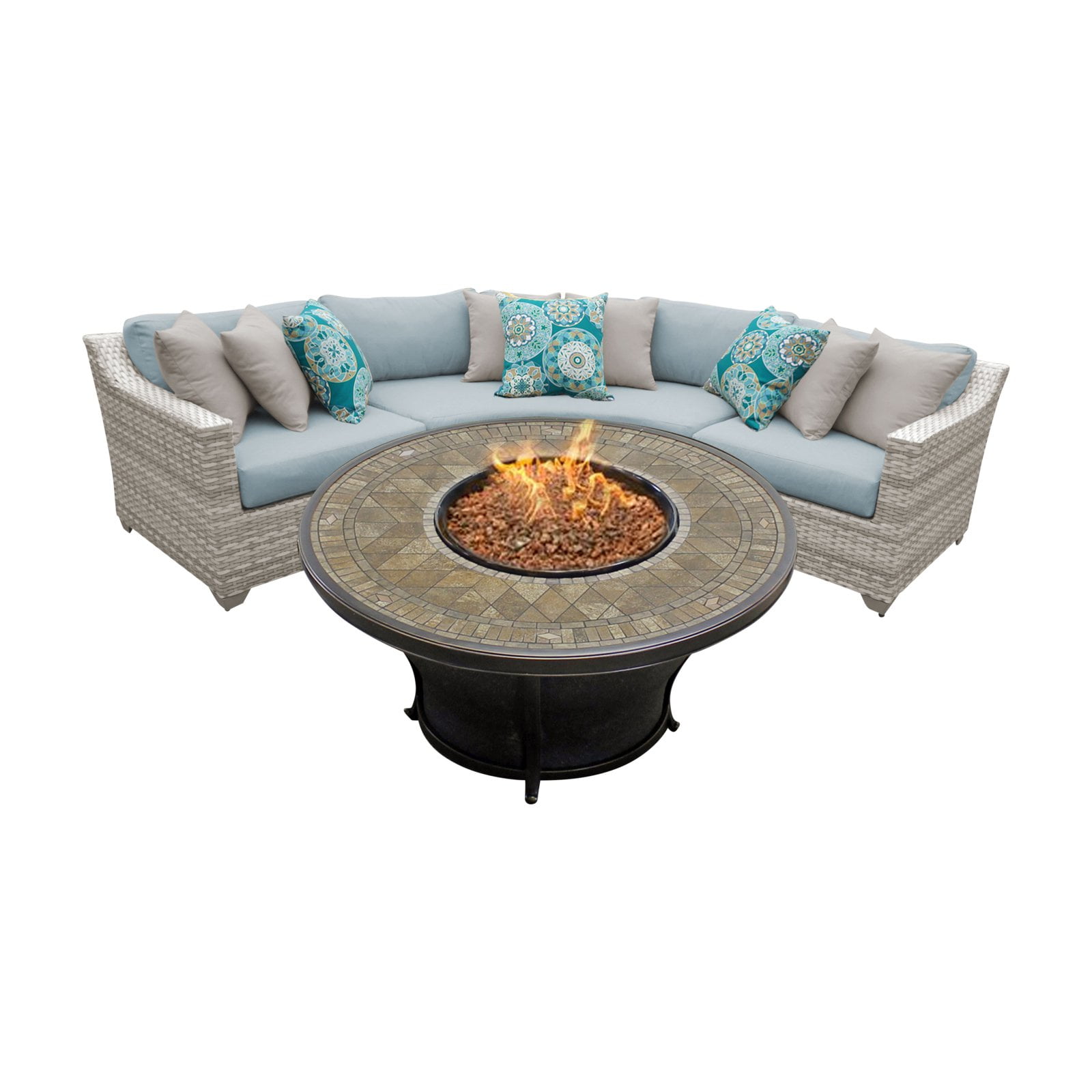 TK Classics Fairmont 04E Wicker 4 Piece Fire Pit Patio Set