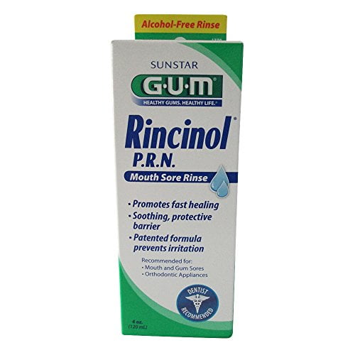 6 Pack GUM Rincinol P.R.N. Mouth Sore Rinse 4oz Each