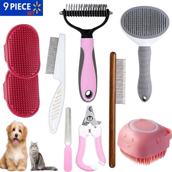 DXIMRX 7 Pcs Cat Dog Brush Grooming Kits, Best Combo Brush for Dogs Cats