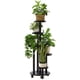 thumbnail image 1 of Soporte de plantas negro con ruedas, 5 soportes altos de bambú para plantas de interior, múltiples, soporte de esquina para ventana, jardín, balcón, sala de estar al aire última intervensión, 1 of 6