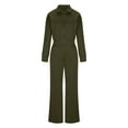 thumbnail image 4 of Miluxas Long Sleeve Jumpsuits for Women Casual Fall Fashion Zip up Pant Rompers One Piece Sweatsuits Travel Outfits Army Green 10(XL), 4 of 6