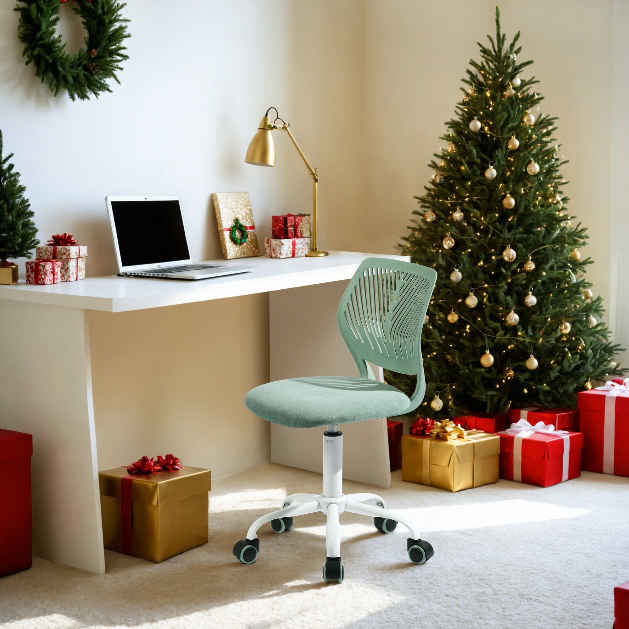Homy Casa Adjustable Video Game Chair Swivel Computer Chair for Gaming, Study Home Office, Green
