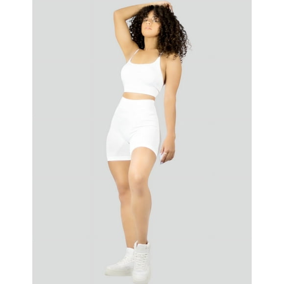 Conjunto Deportivo Mujer Short Biker Top Stretch Fit Push Up