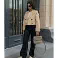 thumbnail image 6 of Womens Cropped Bike Jacket Casual Double Breasted Trench Coat Khaki L, 6 of 9