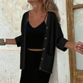 thumbnail image 2 of BXINGOHAI Women's Long Sleeve Button Down Crew Neck Classic Sweater Knit Cardigan Black 2XL, 2 of 7