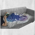 thumbnail image 6 of Feminine Soft Flannel Fleece Throw Blanket, Girl's Silhouette with Flowers on Her Hair Floral Ornaments Spa Art, Cozy Plush for Indoor and Outdoor Use, 70" x 90", Purple Blue, by Ambesonne, 6 of 6