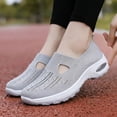 thumbnail image 7 of Women's Woven Orthopedic Breathable Soft Shoes, Lightweight Comfortable Mesh Stretch Sneakers,Go Walking Slip on Foam Shoes (Gray), 7 of 7