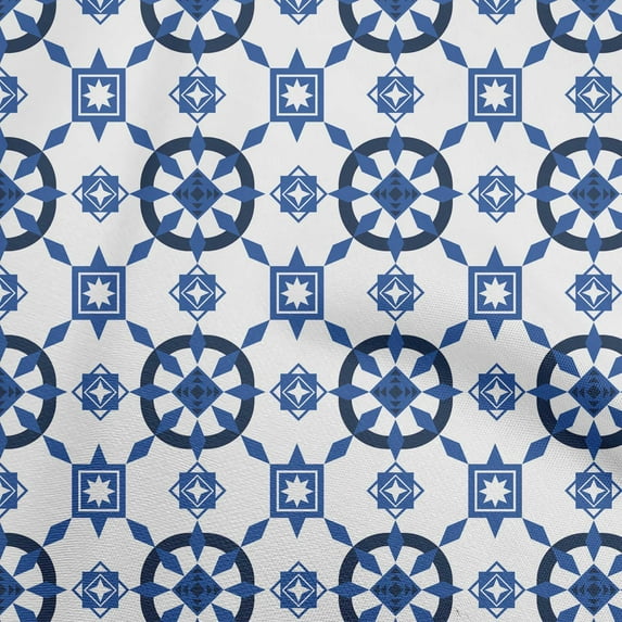 oneOone Silk Tabby Medium Blue Fabric Geometric Sewing Fabric By The Yard Printed Diy Clothing Sewing Supplies 42 Inch Wide