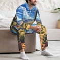 thumbnail image 7 of Naloa Western Desert Cactus Men’s Pajamas Set - Long Sleeve Button Down Sleep Shirt and Pajama Bottoms Sleepwear Set-Large, 7 of 7