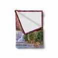 thumbnail image 2 of Waterfall Soft Flannel Fleece Throw Blanket, Rain Forest in Vietnam Laos South Orange Trees Side of River Image Print, Cozy Plush for Indoor and Outdoor Use, 50" x 60", Blue, by Ambesonne, 2 of 6
