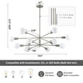 thumbnail image 6 of Bestco 12-Light Modern Sputnik Chandelier for Dining Room with 4 Extension Rods Nickel, 6 of 11