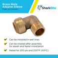 thumbnail image 4 of SharkBite 3/4 Inch 90 Degree Male Adapter Elbow, Pack of 6, Push to Connect Brass Plumbing Fitting, PEX Pipe, Copper, CPVC, PE-RT, HDPE, U286LF, 4 of 5