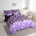 thumbnail image 2 of Homewish Purple Cheetah Print Twin Bedding for Girls, Princess Glitters Printed Bedding Comforter Set, Black Reversible, 7 Pieces, 2 of 7