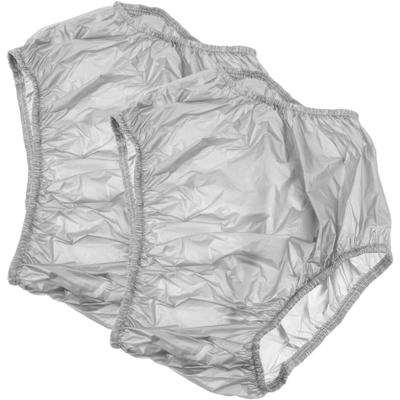 Pukitry Adult Incontinence Pants 2pcs Leakproof Reusable Diaper Covers Waterproof Absorbent Underwear for Elderly Care Waist 65cm Gray
