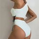 thumbnail image 5 of Gibobby Bañador de Bikini Traje de baño de cuerpo dividido para mujer con cintura abierta y cordones ajustados(Beige,G), 5 of 5