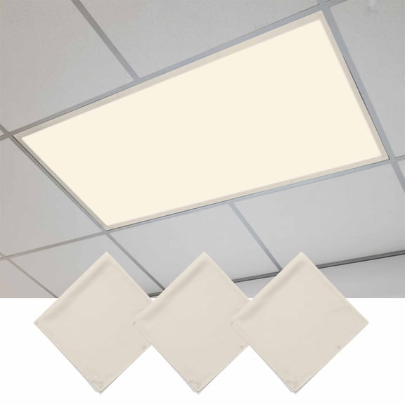 Cream Fluorescent Light Covers, Modern Pure Beige Magnetic Light Covers for Ceiling Lights, Fluorescent Ceiling Shade Filters for Classroom Bedroom Office 4x2Ft x 3PCS