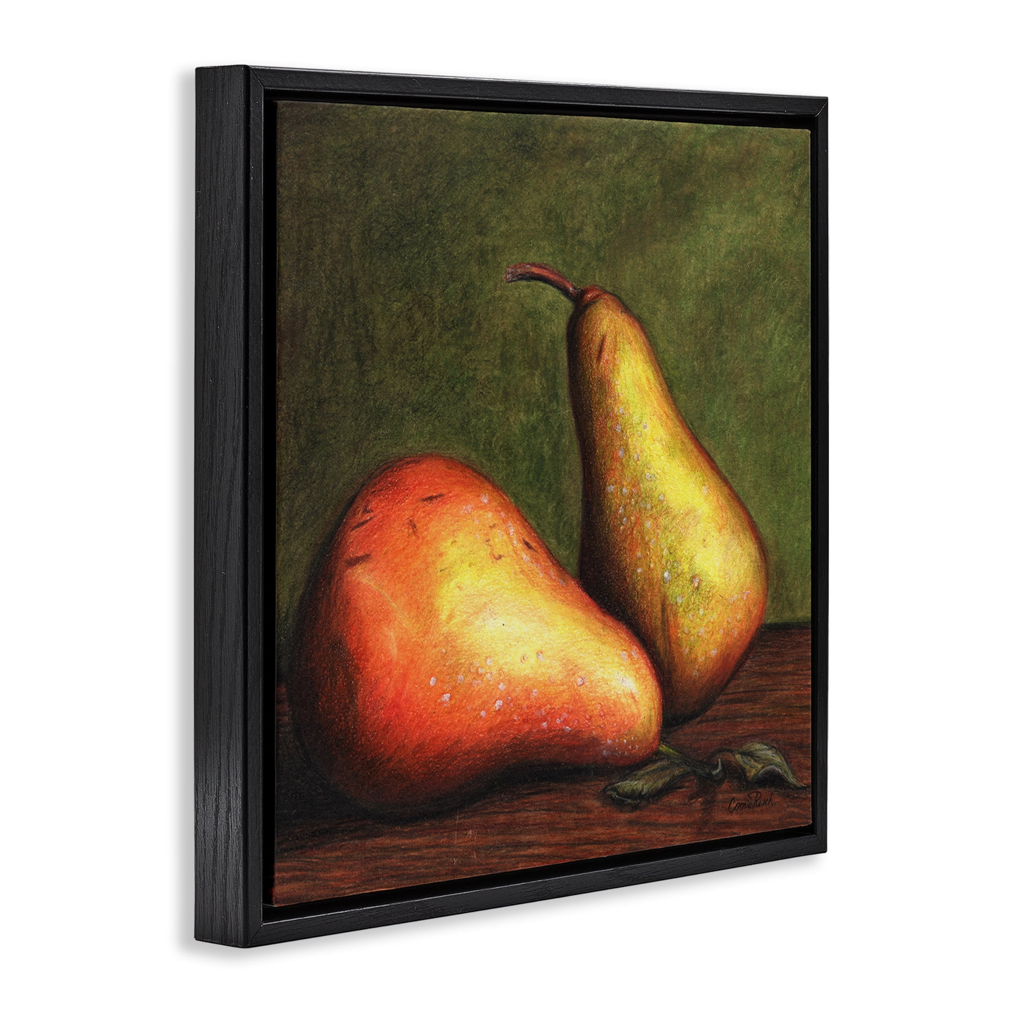 Stupell Industries Pears Still Life Food & Beverage Painting Black Floater Framed Canvas Art Print Wall Art, 18 x 18
