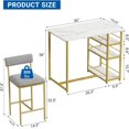 thumbnail image 2 of 3-Piece Pub Table Set with 2 Upholstered Stools, 36" Counter-Height Table for Small Spaces & Apartments, 2 of 8