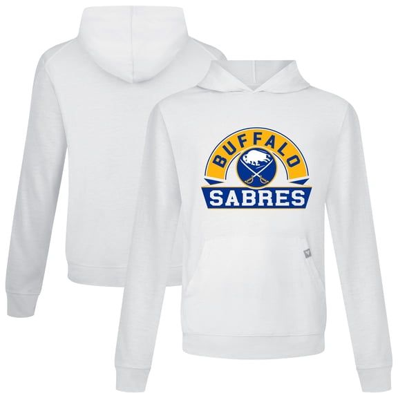 Men's Levelwear White Buffalo Sabres Relay Banner Arch Pullover Hoodie