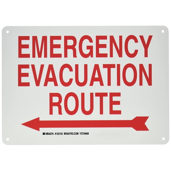 Brady 132153 Exit Signs and Signage, 14" Height x 10" Width, Red/White