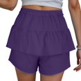 thumbnail image 4 of vigerkar Flowy Shorts for Women Ruffle Skorts High Waisted Pleated Mini Skirts Teen Gilrs Running Tennis Skort Summer Shorts 2025 Purple, XXL, 4 of 7