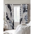 thumbnail image 4 of Navy Blue Palm Leaf Blackout Curtains for Bedroom Living Room Darkening Curtains 63 Inches Long Vintage Tropical Leaves Botanical Window Curtain 2 Panels Set Window Treatment Grommet Drapes 42"x63", 4 of 9